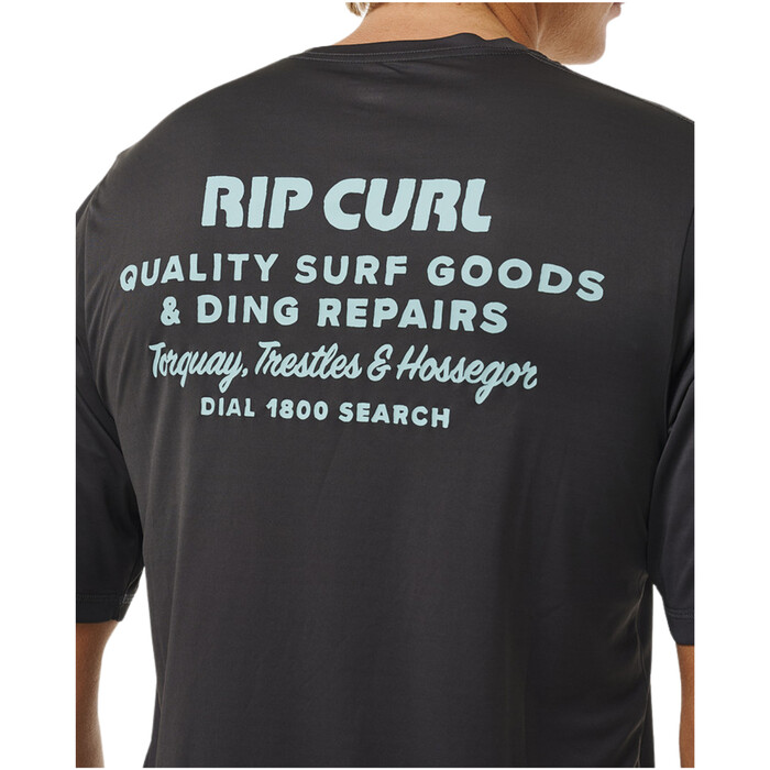 2024 Rip Curl Hombres Ding Repairs Surflite UPF Rash Tee 14WMRV - Washed Black